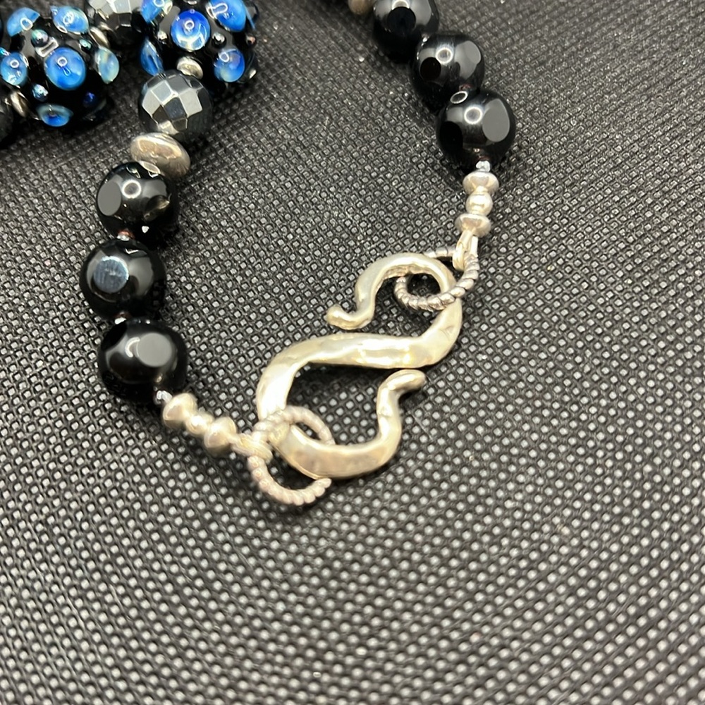 Stunning 925 Sterling Silver Moon pendant on Long Handmade Gemstone Necklace - Picture 9 of 10